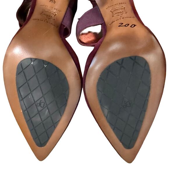 Donald J. Pliner Burgundy Criss Cross Prime Leather Pointy Toe Stiletto Heels 8 - Picture 6 of 12